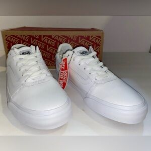 LEATHER Vans Ward Low Deluxe Comfort Women’s White Sneakers